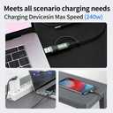 240W USB C Cable 2-Pack, 10FT USB C to USB C Fast Charging Cable, 90 Degree Right Angle Braided USB C Cord for MacBook Pro/Air, iPhone 16/17 Pro Max, iPad Pro, Samsung S25/S24, Laptop, Tablet