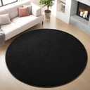 Nuttumico Black Ultra Soft Round Area Rugs for Living Room Bedroom, 4x4 Feet Black Washable Non-Slip Indoor Rugs, Thickened Memory Foam Modern Indoor Circle Carpet for Boys Girls Room Home Decor