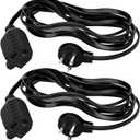 Elecan Flat Plug Extension Cord 2 Ft 2 Pack with Slim Space-Saving Plug Design, Thin Flat Cable Low Profile Power Cord 3 Prong Grounded Wire, 16 Gauge 13 A/125 V-Black-ETL Certified