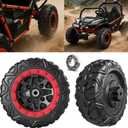 2 Pack 25CM/9.8'' PU Solid EVA Foam Tire for Power Wheels,1.2CM/0.47in Aperture Front/Rear Gator Alligator Wheel for Car/SUV/UTV/ATV Ride On Car Replacement Tires Upgrade,Free Coupler (9.8in tires)