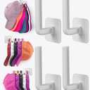 Sunfanie Hat Rack for Hat Storage (4-Pack), Multi-Purpose Hat Organizer, Strong Adhesive Hat Hooks for Wall Organizer for Baseball Caps, Two Mounting Options Hook, White