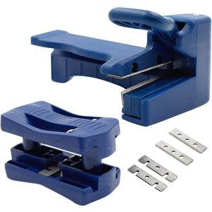 Luomorgo 2 Pcs Edge Banding Trimmer & Handle Edge Trimmer, Mini Plastic PVC Plywood Melamine Wood Veneer Double Edge Band Cutter, Manual Trimming Woodworking Tool