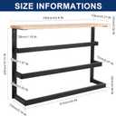 NearMoon Hanging Towel Rack for Bathroom, Thicken Metal Towel Holder with Wood Shelf, 3-Tier Towel Bar Storage, Wall Mounted Towel Hangers Bath Decor Organizer Accessories (24 Inch, Matte Black)
