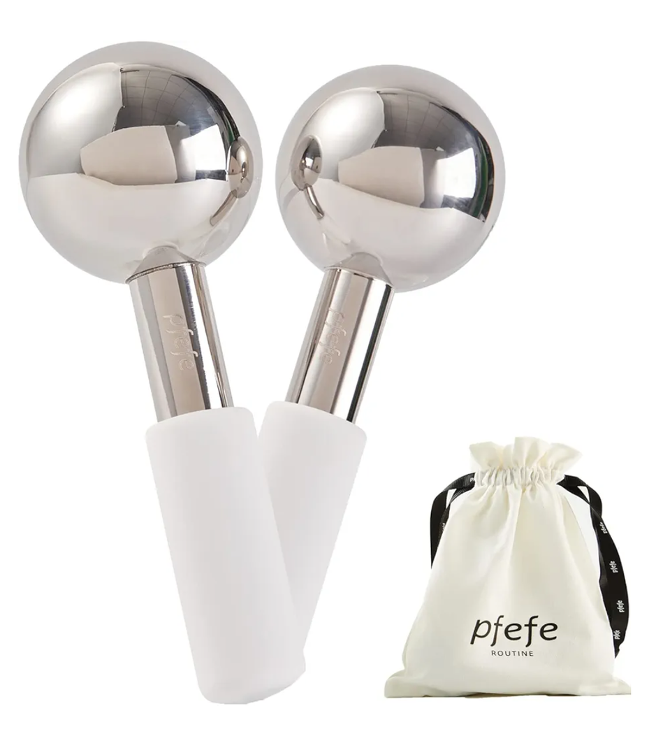 pfefe Ice Globes for Face & Eyes, Unbreakable Stainless Steel Cryo Sticks for Beauty Routines, Facials Cold Roller Cooling Globes for Puffiness, Wrinkles, Dark Circles, Headaches