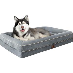 Waterproof Memory Foam Dog Beds for Extra Large Dogs Non-Slip Orthopedic Dog Beds Washable Couch Pet Bed with Removable Cover (Grey, X-Large)