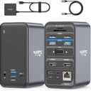 4URPC USB C Docking Station Dual Monitor, Dual HDMI USB C Dock, Laptop Docking Station with 2 HDMI Ports, VGA, 7 USB, 65W Power Adapter, Ethernet, SD/TF, Audio/Mic for Windows, and ChromeOS