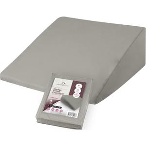 CirclesHome Wedge Pillow Cover 100% Cotton, Zippered Wedge Pillow Case Protector, Soft, Hypoallergenic & Breathable - Light Grey, (24Wx25Lx12)