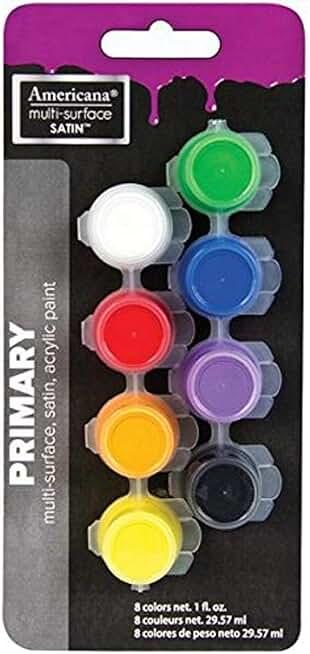 DecoArt Americana Multi-Surface Satin Paint Pots, Primary