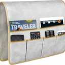 HAOMAIJIA Anti Slip Sofa Armrest Organizer Arm Chair Bedside Caddy Storage Organizer For Recliner Couch With 6 Pockets For Cell Phone Tv Remote Control Magazines (light grey) (35 inches  19.3 inches)