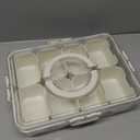 Divided Serving Tray with Lid and Handle - Snackle Box Charcuterie Container for Portable Snack Platters - Clear Organizer for Candy, Fruits, Nuts, Snacks - Perfect for Party, Entertaining (White)