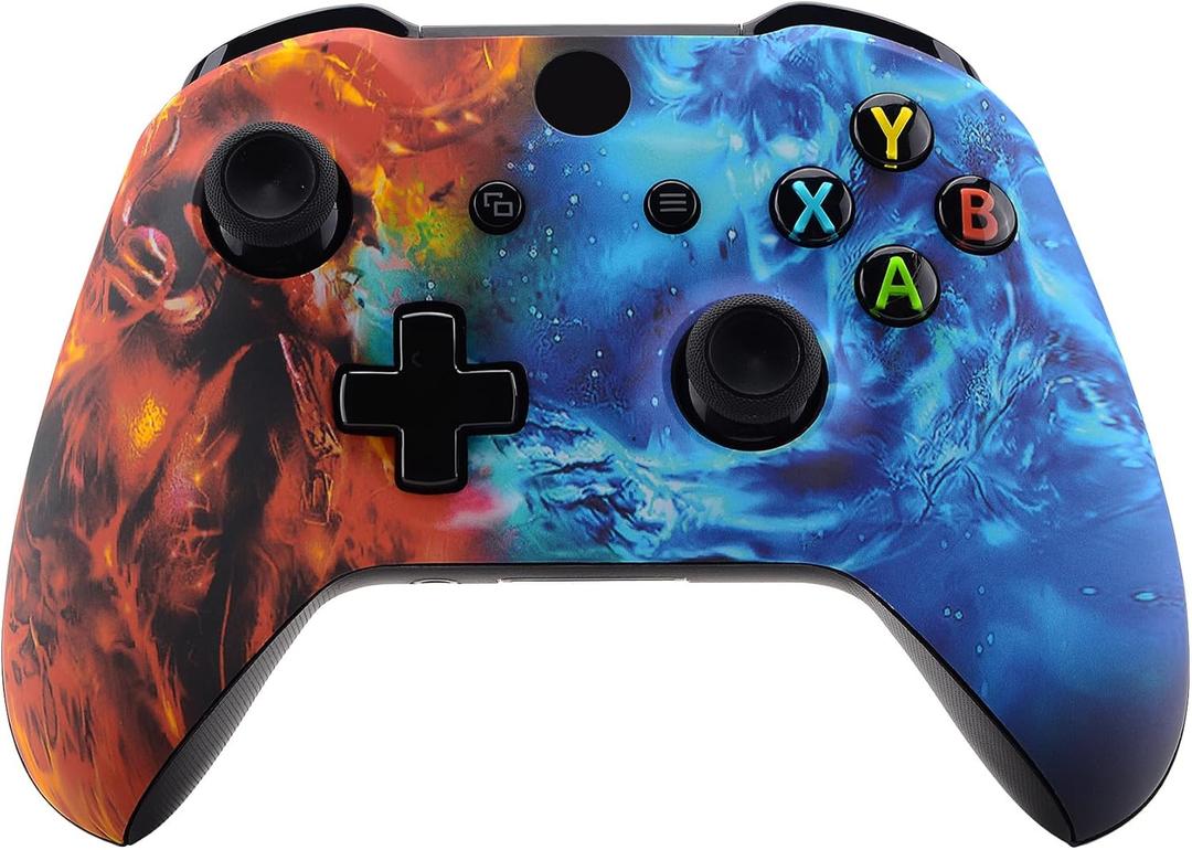 eXtremeRate Conflict Soul Patterned Front Housing Shell Case for Xbox One S/X Controller, Soft Touch Faceplate Cover Replacement Kit for Wireless Controller (Model 1708)