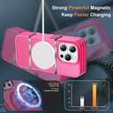 ORETECH for Magnetic iPhone 14 Pro Case, MagSafe Compatible, 15FT Drop Protection, Shockproof, Anti-Scratch, Frosted Translucent Back Phone Case with Screen & Camera Lens Protectors, Hot Pink