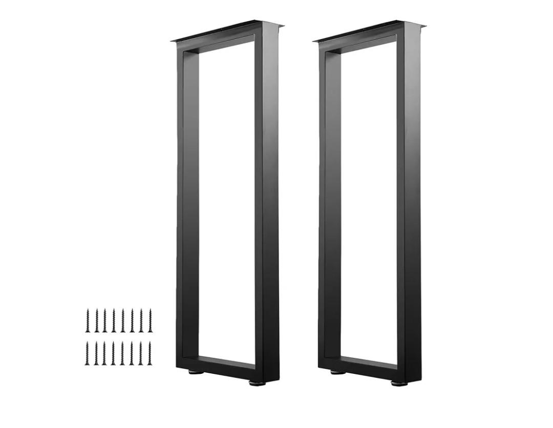 40 Inch Metal Bar Table Legs, Heavy Duty Dining Table Leg with Adjustment Feet Furniture Legs, Black, Set of 2
