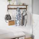 AMBIRD Coat Rack Wall Mount with Shelf, 28.9 Inches Coat Hooks Wall Mounted with 5 Hooks, Wall Hat Hooks for Hanging in Entryway, Living Room, Bathroom, Bedroom (Brown)