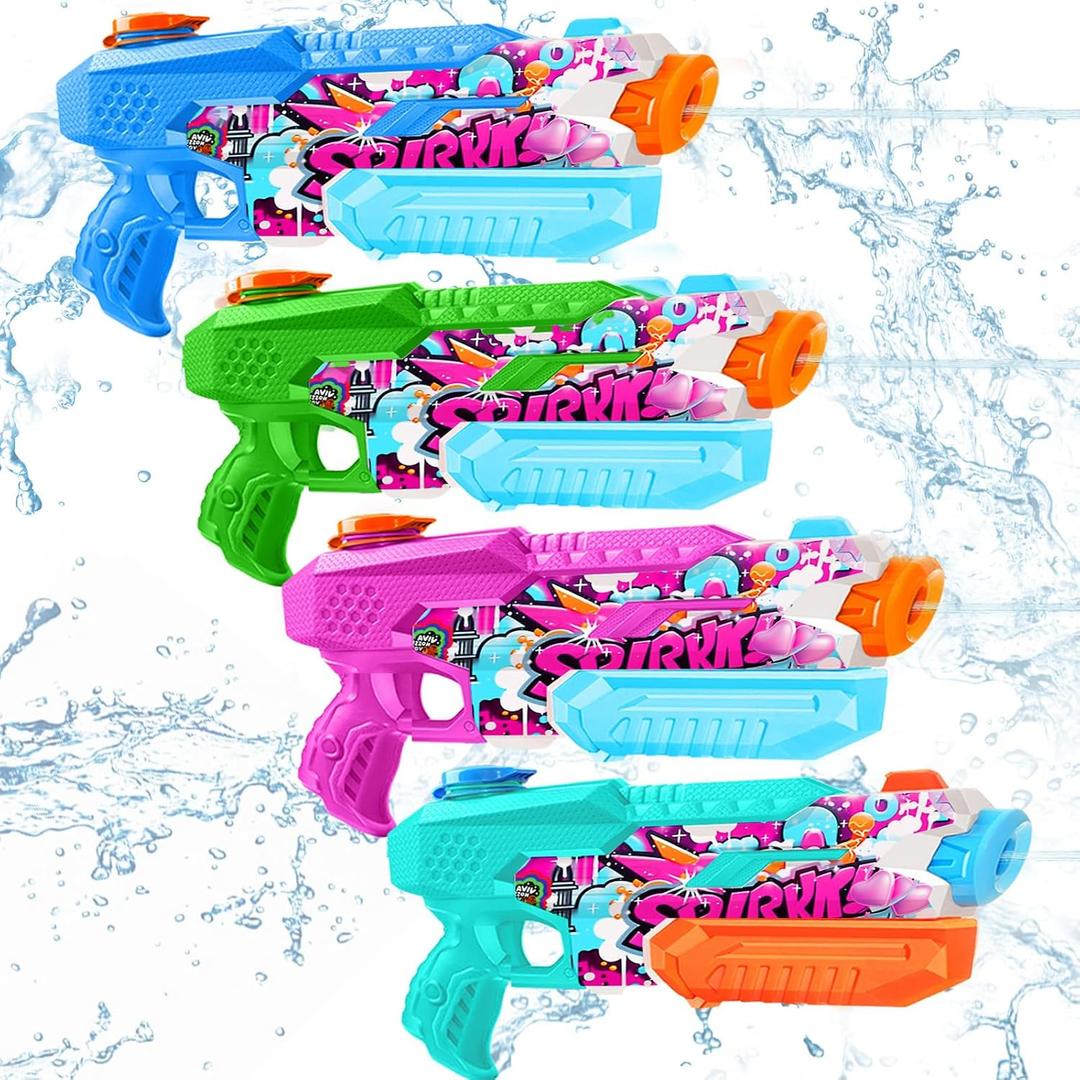 Water Gun for Adults Kids: 600CC 4 Pack Squirt Blasters Super Water Guns for Adults Kids,Water Gun Outdoor Toys High Capacity Summer Soaker for Swimming Pool Beach Fighting, Long Shooting Distance (Light Blue, Green, Purple, Cyan)