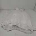 Flower Girls Beaded Applique Embroidered Ruffles Lace Junior Bridesmaid Dress Floor Length Wedding Pageant Party Formal Princess First Communion Boho Retro Tulle Evening Dance Ball Gown 03#White 6-7 (140)