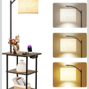 PESRAE Floor Lamp with Tables, End Table with Charging Station(USB & Type-C & AC Port), 3 Color Temperatures 9W LED Bulb, Modern Shelves Side Table for Office, Living Room