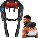 Cordless Neck Massager with Heat - Neck Shoulder Massager for Pain Relief Deep Tissue,6D Deep Kneading Shiatsu Back Massage (Black)