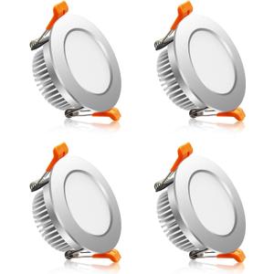 YGS-Tech 2 Inch LED Recessed Lighting, Dimmable Downlight 3W(35W Halogen Equivalent), 3000K Warm White Ceiling Light, CRI80, Silver Trim with LED Driver(4 Pack)