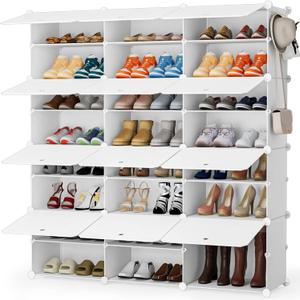 HOMIDEC Shoe Storage Cabinet, 48 Pairs Shoe Rack 3 by 8 Tier Space Saving Shoe Organizer for Closet Hallway Living Room Bedroom Garage (White)