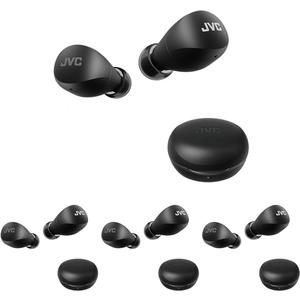 JVC Compact and Lightweight Gumy Mini True Wireless Earbuds Headphones, Long Battery Life (up to 23 Hours), Sound with Neodymium Magnet Driver, Water Resistance (IPX4) - HAA6TB (Black) (Pack of 4)