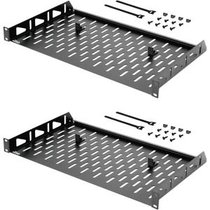 Tecmojo 1U Rack Shelf,19 inch Rack Shelf 10 inch Depth,Rack Mount Shelf with Anti-Slip Stops,Server Rack Shelf and Network Shelf for 19 in Equipments, 55lbs Capacity of Vented 1U Shelf,No Lip(2 Pack)