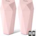 HOTOR Car Trash Can with Lid - 2 Pack, Car Accessories for Interior, Leakproof Vehicle Garbage Can with 30 Attached Trash Bags, Multipurpose Organizers and Storage for Home, Office, Pink