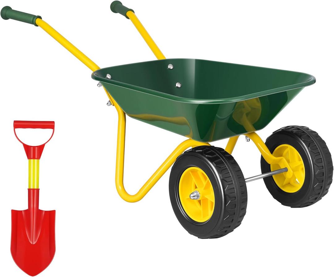8 x VIVOHOME Kids Wheelbarrow Children Garden cart with Toddler Gardening Tool Set Child Wheel Barrel Outdoor Indoor Toys Gift Green