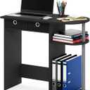 Furinno Go Green 32-Inch Computer Desk, Office Desk with 2 Side Shelves and Storage Bins, Rectangular Home Office Desk, Gaming Desk for Home Office, Bedroom, Study Room, Classic Black