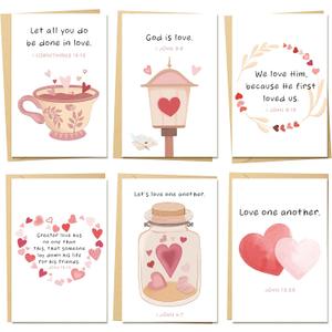 Spercy 24 Bible Valentines Day Cards with Envelopes, Valentines Scripture Cards, Love Bible Verses for Kids Christian, Memory Verses