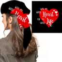 5 x Silk Scarf for Women,Digital Printed Scarves 20.8" x 21.6" Neck Scarf Breathable Lightweight for Nurses Gift Packed (Heart..)