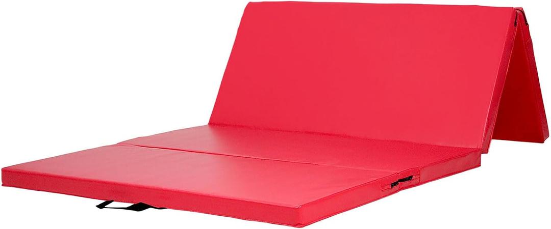 KaRaDaStyle Gymnastics Mat Folding Stretch Mats 71"x39"x2" Exercise Muscle Training Children Play Horizontal Bar Mat Yoga Sports Soundproof Home Use (Red/4-fold)