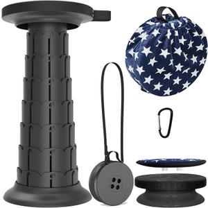 ALEVMOOM Folding Portable Telescopic Stool with Cushion and Handbag Camping Stool for Adults Fishing BBQ Indoor Outdoor Activities, Maximum Load 250 kg