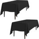 LTC LINENS 2 Pack Black Rectangular Tablecloths 60 x 126 Inches for 8 Feet Rectangle Banquet Tables with Half-Drop - Stain and Wrinkle Resistant Polyester Fabric Cloth Table Covers for Party, Wedding