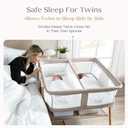Delta Children Bondi Beechwood Twin Bassinet with PureAir Breathable Mesh Sheet and FSC-Certified Wood, Tan