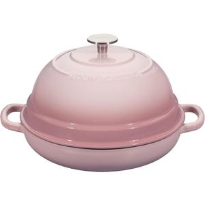 Enameled Cast Iron Dutch Oven Pot with Lid, Round Bread Oven for Homemade Sourdough Bread Baking, 6 Quart, Pink