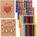 Weekgrat 10 Sets Colored Pencils and Crayons Bulk Valentine's Day Gift Classroom Exchange Gift Class Prize, Craft Supplies in Box Mini Pencils Crayons Teacher Supplies, Cute Birthday Party Gifts