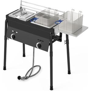 Dual Tank Propane Fryer - Commercial Grade, High-Capacity, with Safety Features - Ideal for Outdoor Catering and Events