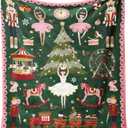 Christmas Throw Blanket for Couch 60x50,Green Winter Holiday Festival Cute Xmas Nutcracker Christmas Tree Blankets for Woman,Soft Flannel Fleece Blankets for Home Living Room Bed Chair Decor