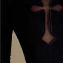 WDIRARA Women's Contrast Mesh T Shirts Mock Neck Long Sleeve Tee Gothic Punk Crop Tops (Black, S)