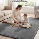 Goyuu Ultra Soft 1.3" Thick Baby Play Mat for Floor, 79x118 Playpen Mat Elasti-Foam Padded Crawling Mat for Babies, Toddlers, Infant, Kids, Non-Slip Backing Safe for Tummy Time, Grey