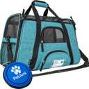 PetAmi Airline Approved Pet Carrier for Cats & Small Dogs, Soft Sided TSA Travel Carrier Bag Sherpa Bed, Breathable Mesh Ventilation, Collapsible Bowl, Fit Under Seat, Up to 18 lbs, Small Heather Blue