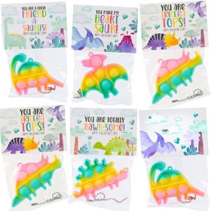 Funeta 30 Pack Valentines for kids Class - Dinosaur Valentines Pop It Toys - Valentines Day Cards for kids School Classroom Exchange -Teacher Valentines Day Gifts for Kids Party Favors