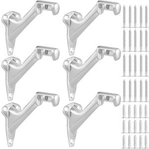 LOEQIAN 6 Pack Stair Handrail Brackets, 3 Inch Heavy Duty Railing Bracket With Screws, Wall Mounted for Indoor Outdoor Handrail (Satin Nickel)