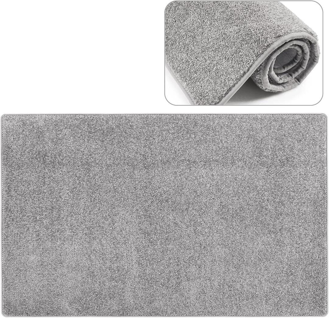 PURE ERA Carpet Stair Tread Landing Mat Tape Free Self Adhesive Non Slip Skid Resistant Indoor Doormat Area Rug Floor Mat for Kitchen Bathroom Workstations Washable 2' X 3' (Light Gray)