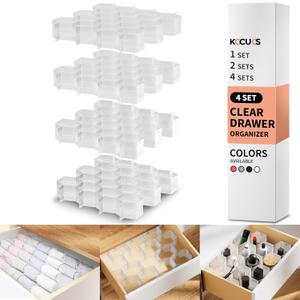 Honeycomb Separator Adjustable Drawer Organizer Divider for Underwear Belt-Scarf Socks Organizer (White(4pcs))