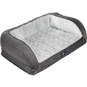 Serta Orthopedic Quilted Couch Dog Bed for Pets Slate Gray (Large)