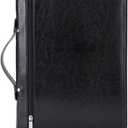 Vegan Leather Portfolio with Hidden Handle, Zippered Front Pocket, Business Padfolio for Men and Women, 8.5 x 11 Legal Pad Notebook Holder, Office Letter Notepad Folio, Black (Regular)