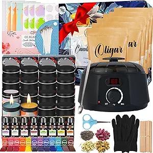 Oligar Complete Candle Making Kit, DIY Candle Making Supplies for Adults,Beginners, Including Bees Wax, Candle Wicks, Dyes, Melting Pot, Rich Scents, Spoon, Candle Jars, Rubber Pads, Decorative Label
