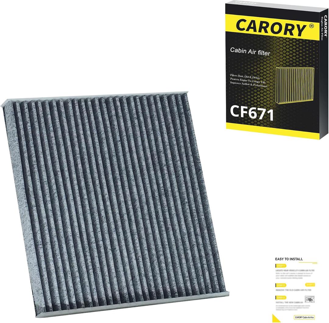 Cabin Air Filter w/Activated Carbon for RAM 1500 (20162025), 2500, 3500, Jeep Wagoneer (20222025), Grand Wagoneer, Mazda 6, CX-7, OE# EG21-61-P11, 68318365AA, CF11671
